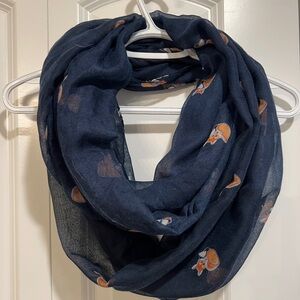 Navy Blue Fox Print Scarf